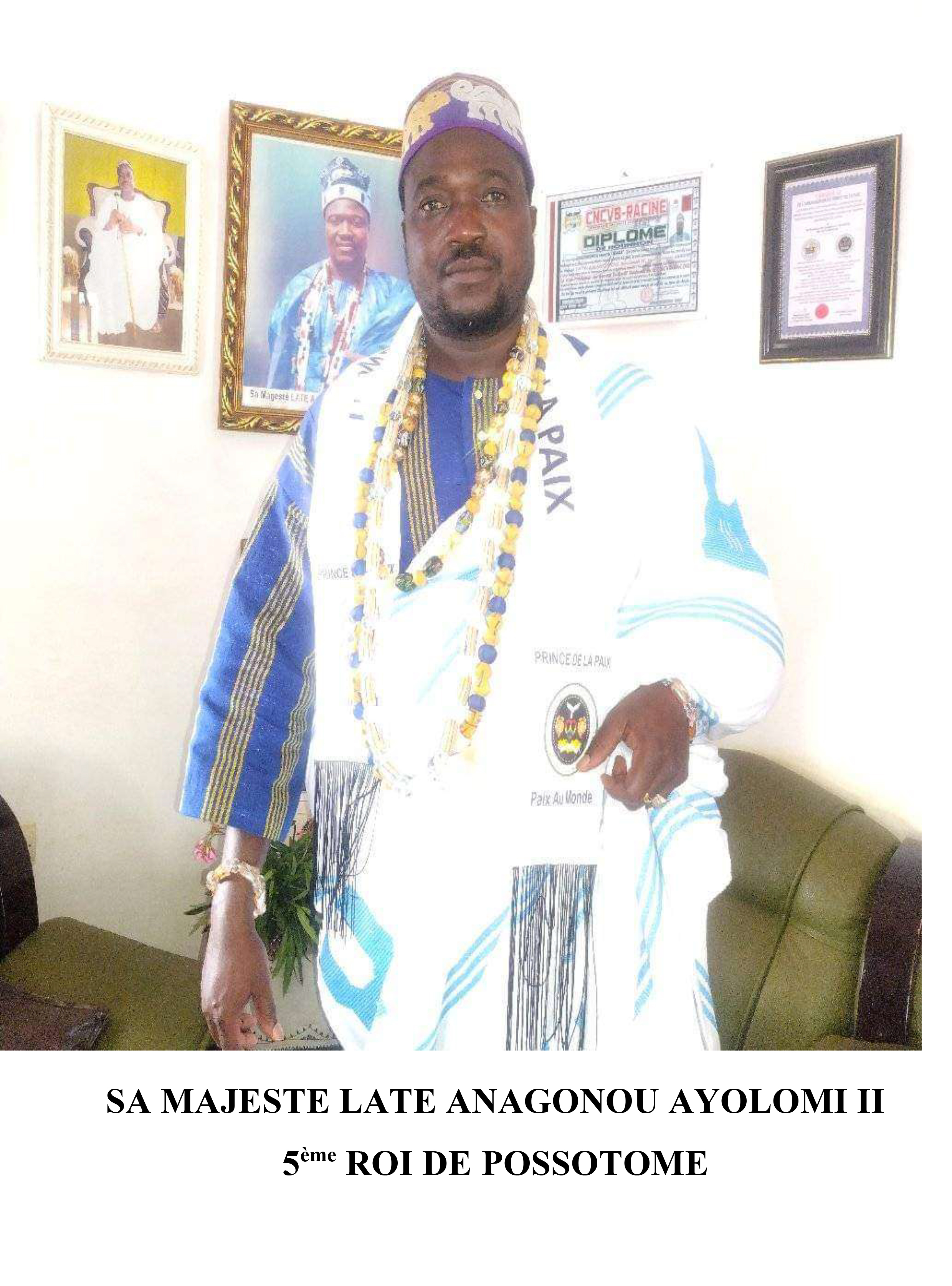 Roi Ayolomi Laté II, chef traditionnel de Possotomè